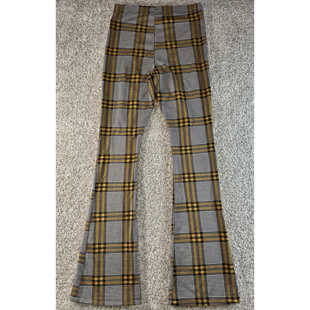 TopShop Dress Pants Womens 8 Plaid Black & Yellow Retro 1970's Vibe Bootcut - Picture 5 of 5